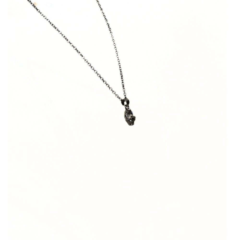 Minimalist Skull Necklace & Stud Earring Set | Rhinestone Goth Sparkle - Picture 5 of 6